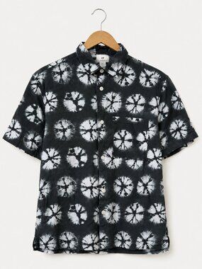 H&M Relaxed Fit Short Sleeve Button Down Shirt Size Men Medium